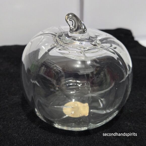 PRINCESS HOUSE Pumpkin Clear Glass Decorative Paperweight Decor - Picture 1 of 3